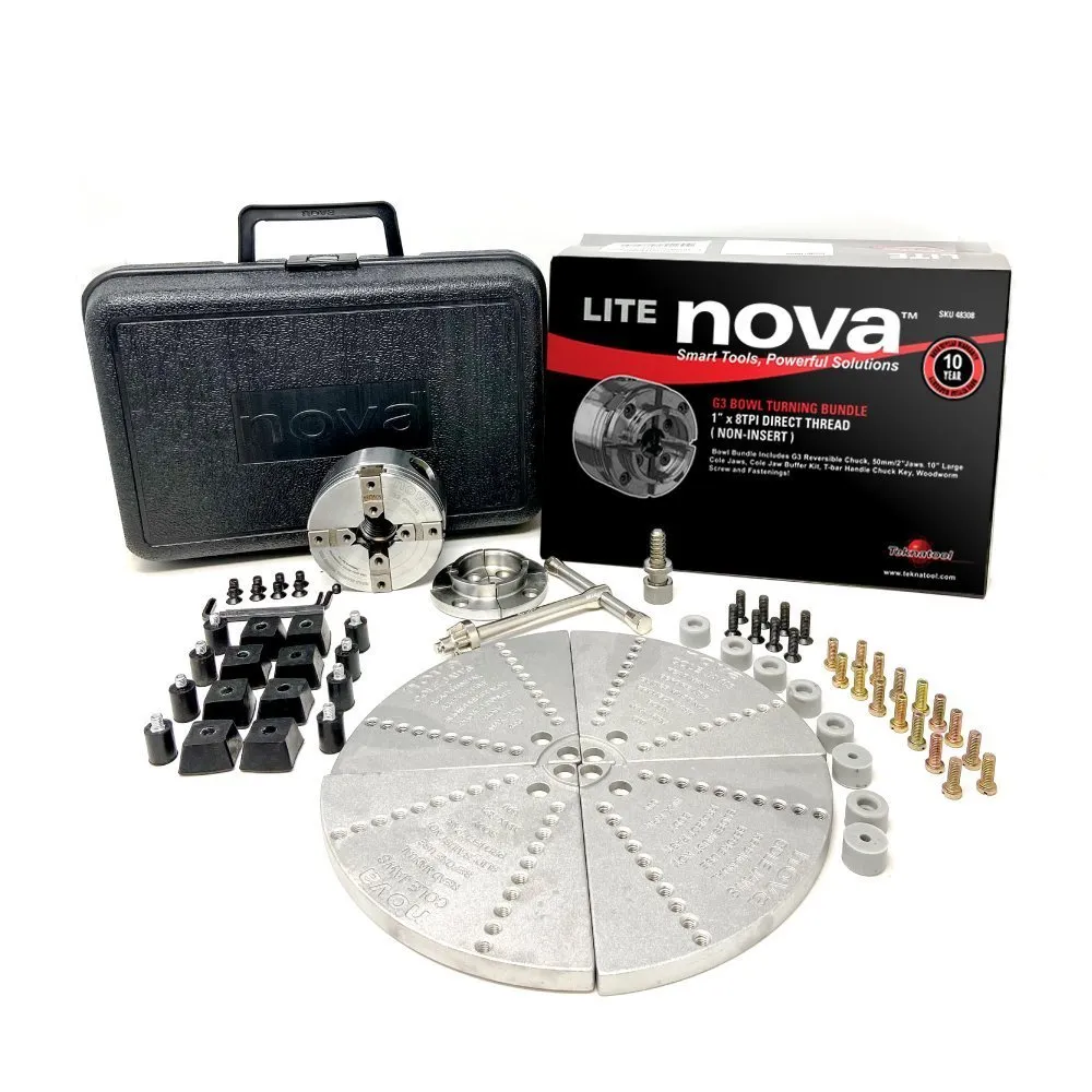 NOVA G3 LITE BOWL TURNING CHUCK BUNDLE DIRECT THREAD 1” x